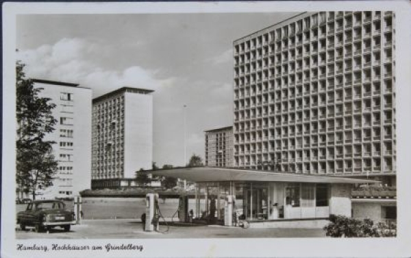 Shell Gasstation Hamburg Grindelberg 1956 original postcard (4472)